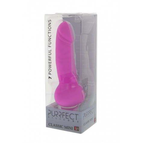 Розовый вибратор-реалистик PURRFECT SILICONE CLASSIC MINI - 14 см.