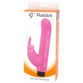 Розовый вибромассажер с клиторальным отростком G Rabbit - 15 см.